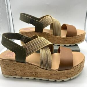 Sorel Cameron Platform Slingback Wedge Flatform‎ Strappy Sandals Womens SIZE 9.5